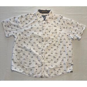 Huntington Beach Club Mens 3XL White Motorcycle‎ Palm Tree Button Up Shirt